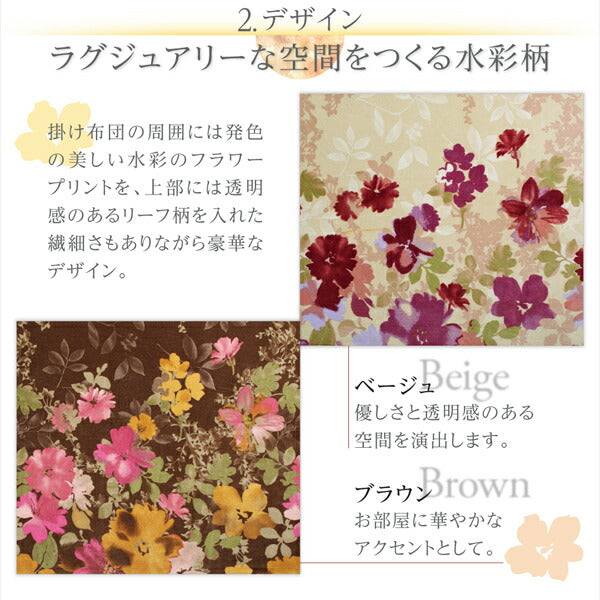 ふっくらボリューム日本製マイクロファイバー水彩タッチ花柄デザインこたつ布団 Amabel アマベル