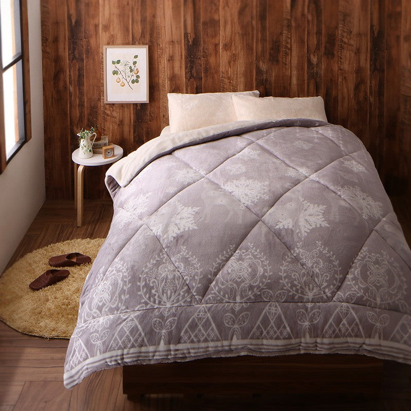 プレミアムな肌触り 北欧モダンスタイル ボリュームが選べる毛布布団シリーズ パッド一体型ボックスシーツ 吸湿発熱わた入り セミダブル 寝具カラー バニラホワイト