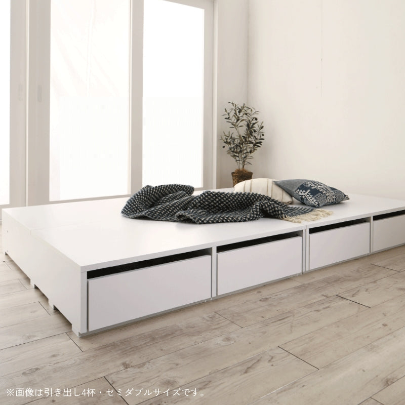 選べる引出収納付きシンプルデザインローベッド Menoce メノーチェ ベッドフレームのみ 引き出し無 シングル フレームカラー ホワイト マットレスカラー 組立設置サービス付き