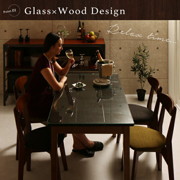 ガラスと木の異素材MIXモダンデザインダイニング Glassik グラシック