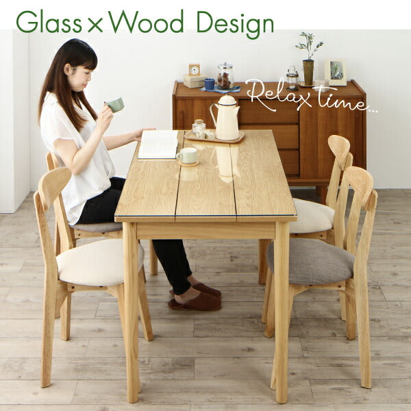 ガラスと木の異素材MIXモダンデザインダイニング Noines ノイネス
