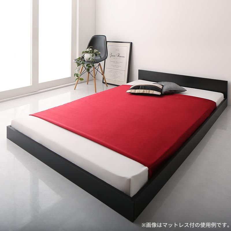 ワンルーム コンパクト おしゃれ セミダブル シンプル フロア ローベッド HIRO ヒロ スタンダードポケット付 セミダブル フレームカラー ブラック マットレスカラー ブラック 組立設置サービス付き