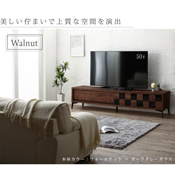 国産完成品 木目調モダンデザインテレビボード eldes エルデス