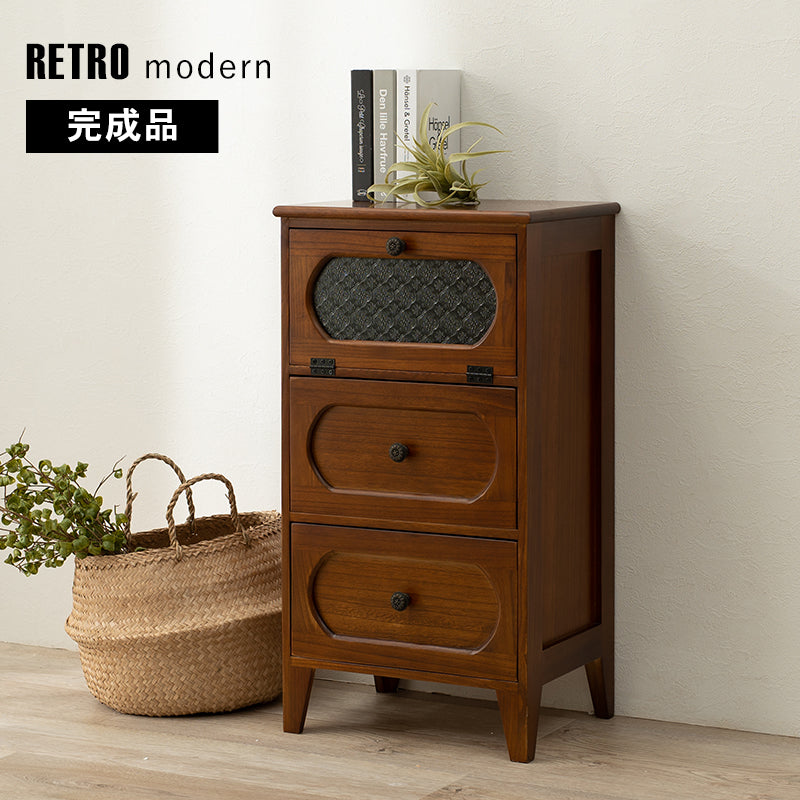 チェスト-MCH51-レトロ 3段 42×32×78cm 本体カラー ブラウン