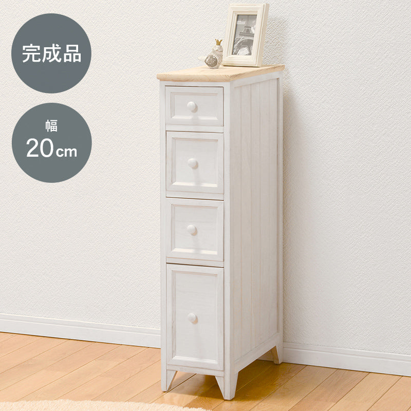 チェスト-MCH52スリム 20×40×85cm 本体カラー ホワイト