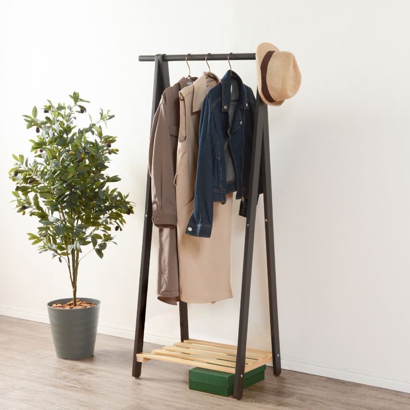 ハンガーラック-棚付き 80×41×150cm 本体カラー ダークグレー