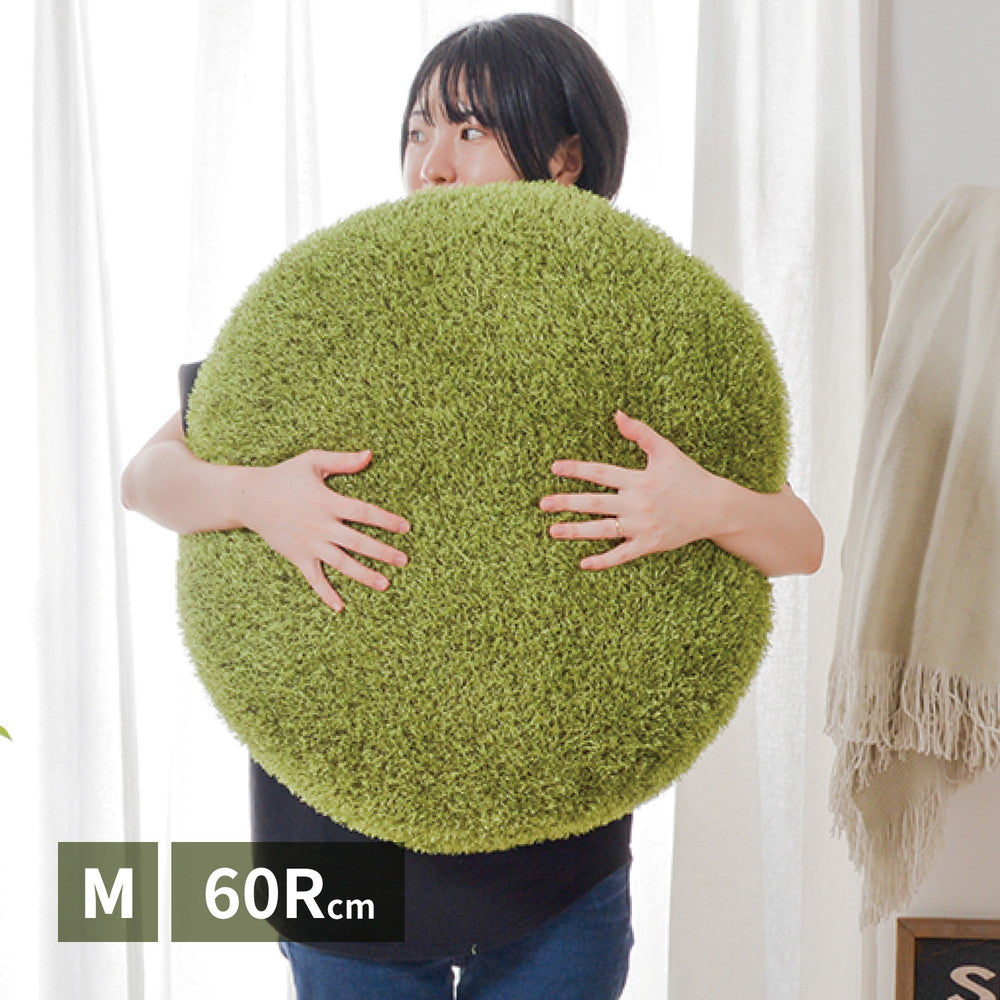 リアル芝生風生地のもちもちクッション シーヴァ Lサイズ（直径90×11） ファブリックカラー グリーン