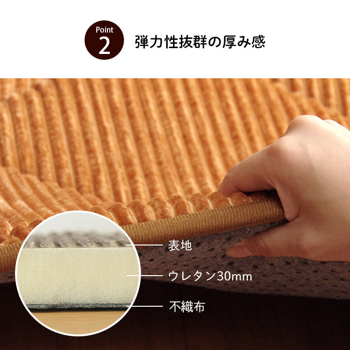 極厚キルトラグ　ラグ 滑りにくい 防音 ボリューム