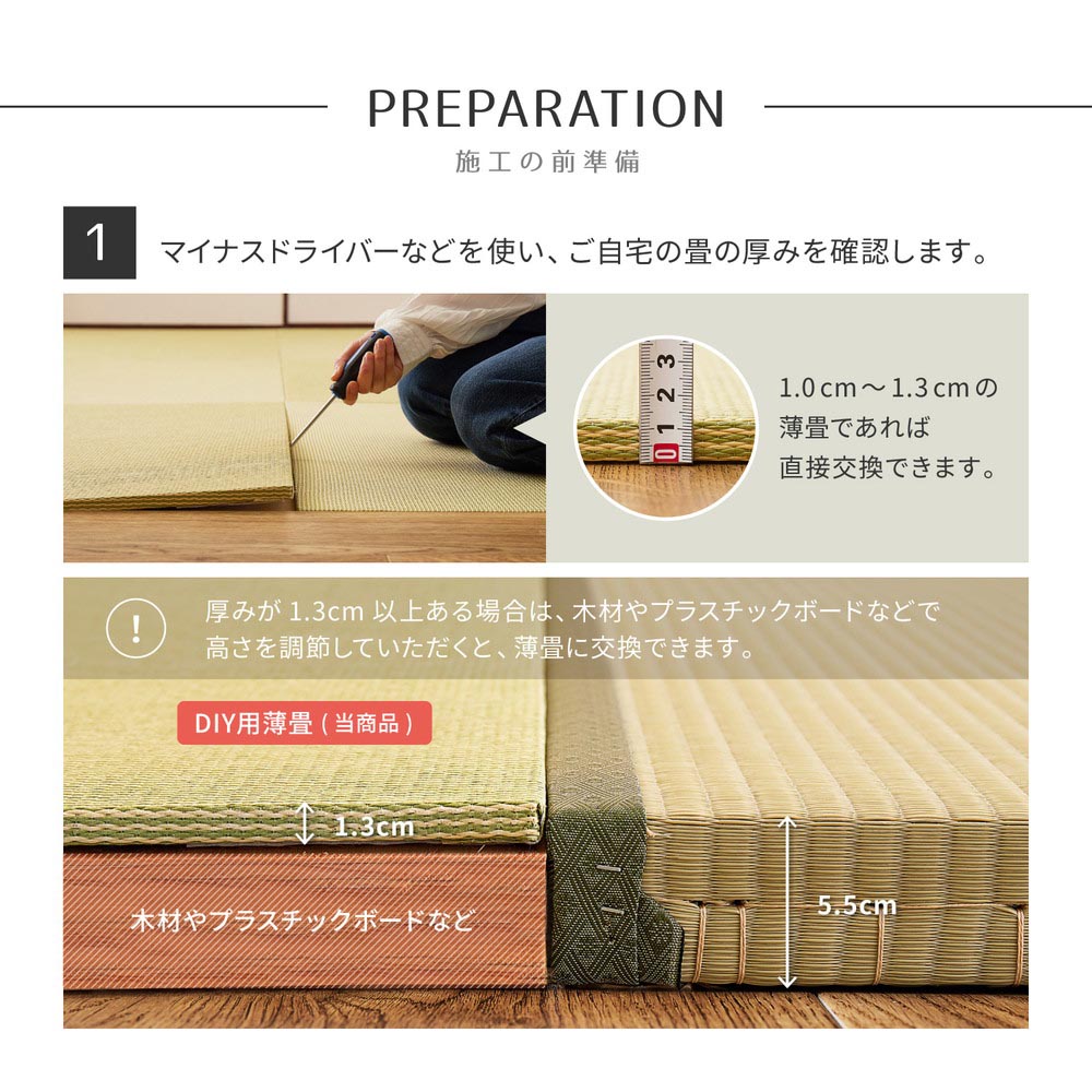 【萩原の畳屋さんシリーズ】DIY用薄畳　いつき