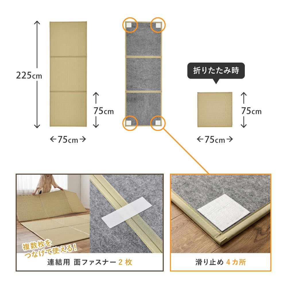い草風たためる連結畳　綾模様　9面