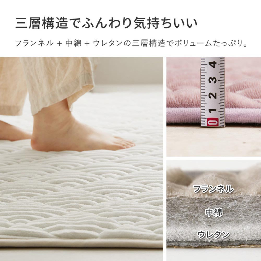 洗えるフランネルキルトラグ　ショコラ