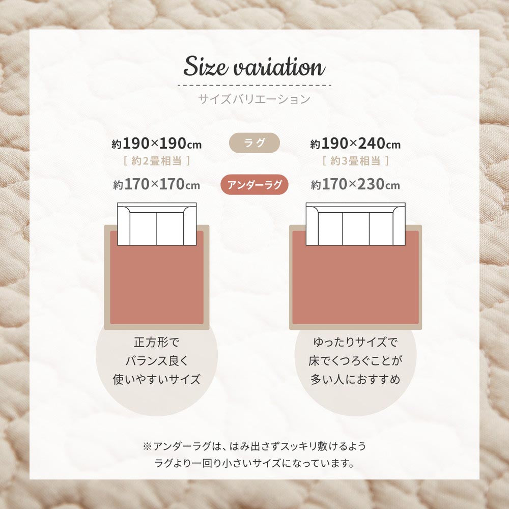 【アンダーラグセット】洗えるキルトラグ　デコール