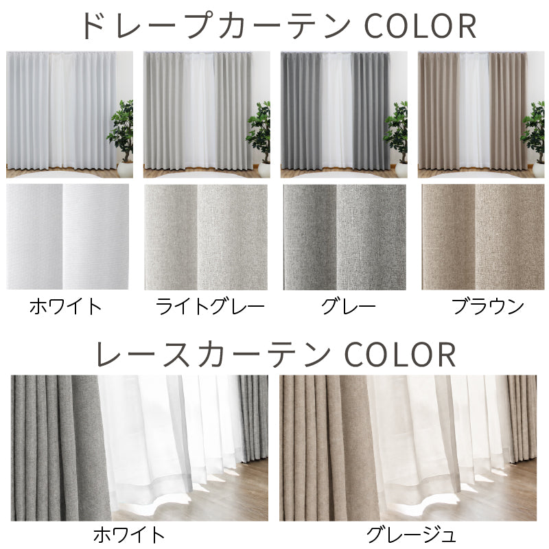 国産完全遮光カーテン 断熱・保温・形状記憶・UVカット・遮像 ドレープ4色&レース2色×5サイズ