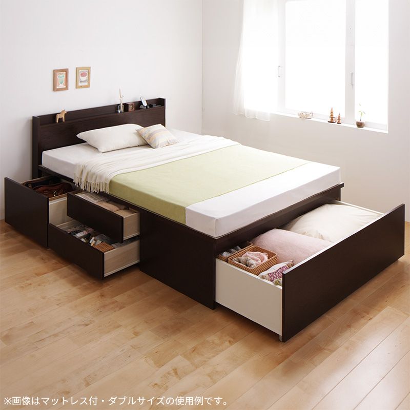 布団が収納できるチェストベッド Fu-ton ふーとん ホテルプレミアムマットレス付 セミダブル フレームカラー ダークブラウン 組立設置サービス付き