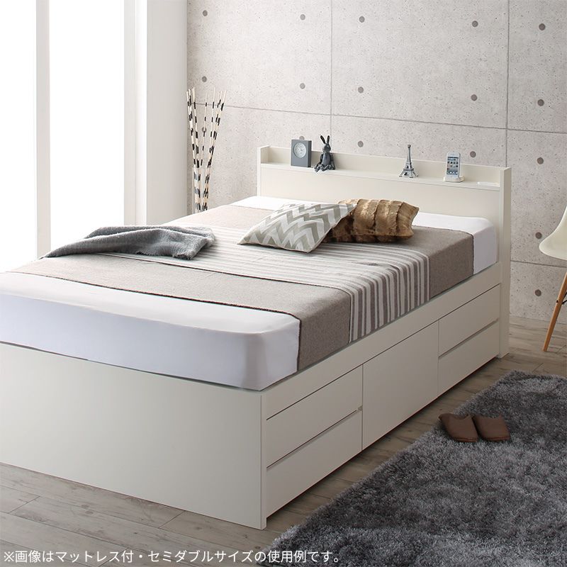 国産 多機能頑丈すのこチェストベッド Salberg サルベルグ ホテルプレミアムマットレス付 シングル フレームカラー ホワイト 組立設置サービス付き