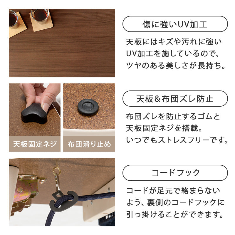 丸型折りたたみこたつ ふわもこ掛け布団セット